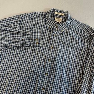 LL Bean Mens Long Sleeve Wrinkle Resistant Plaid Button Down Shirt XL REG